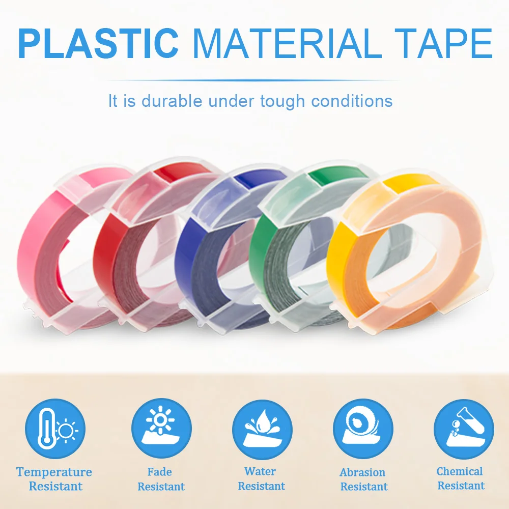 Topcolor Compatible Dymo 3D Label Tapes Embossing Labels for Dymo Label Maker Printer Ribbon Labeling Machine 1610 Motex E101