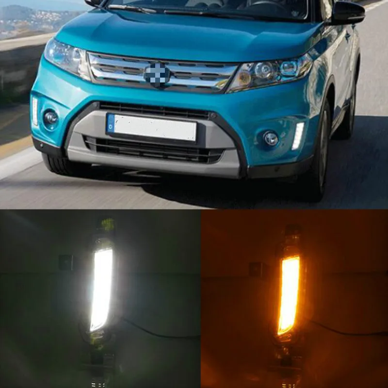 

2PCS Car LED Daytime Running Light DRL For Suzuki Vitara 2015 2016 2017 2018 2019 2020 Fog lamp with yellow Turn Signal