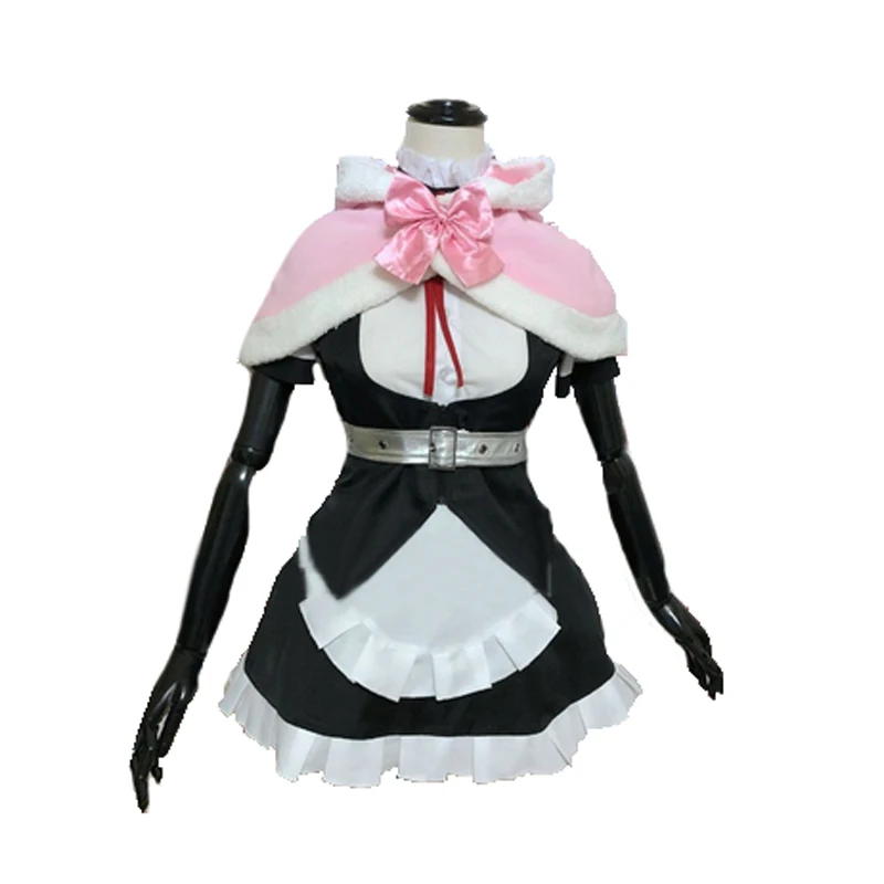 Steins Gate Costumes MayQueen NyanNyan's Best Cat Maid Waitress cosplay costume with cape 11