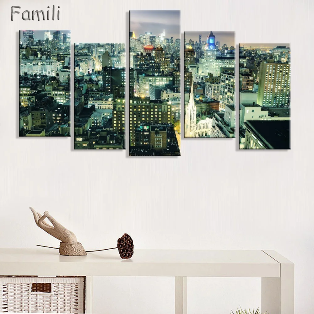 5 Panel Framed Printed brooklyn manhattan new york Painting children's room decor print poster picture canvas egyptian decor