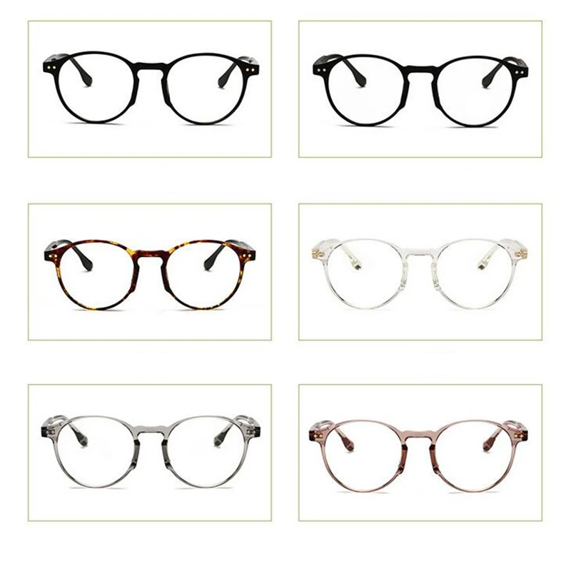 0 -0.5 -0.75 -1.0 To -6.0 Blue Light Blocking Rivets TR90 Short-sight Eyewear Women Men Round Prescription Glasses Leopard Frame