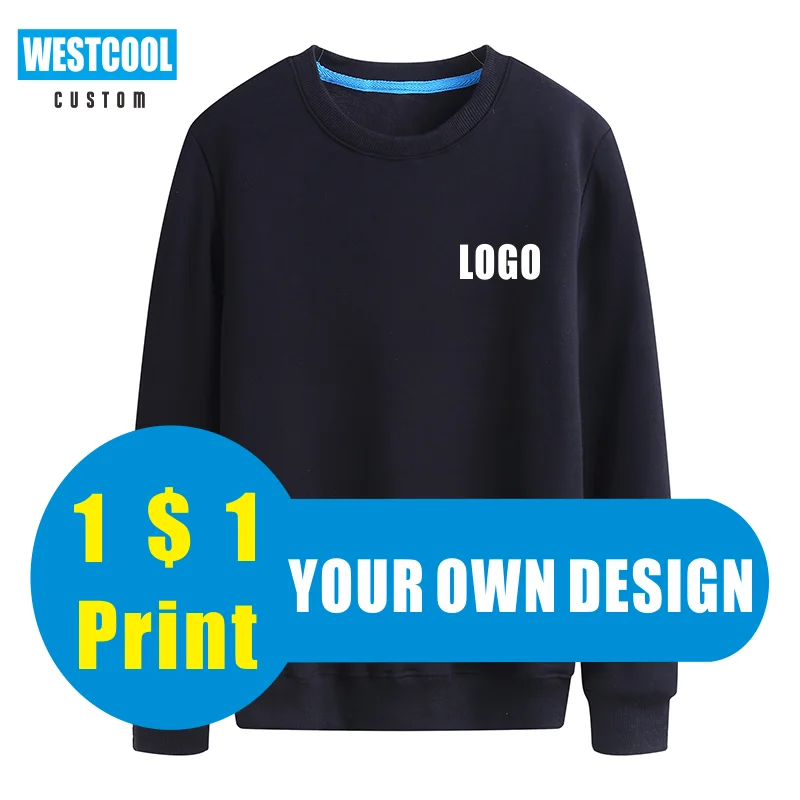 Round Neck Sweatershirts Logo Custom Men And Women Fashion Sports Tops Embroidery Customized Autumn Winter Hoodie WESTCOOL2020