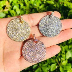 5pcs Fashion Round Charms for Women Bracelet Men Necklace Making Bling Trendy Pendant Handmade Craft Jewelry Accessory Wholesale