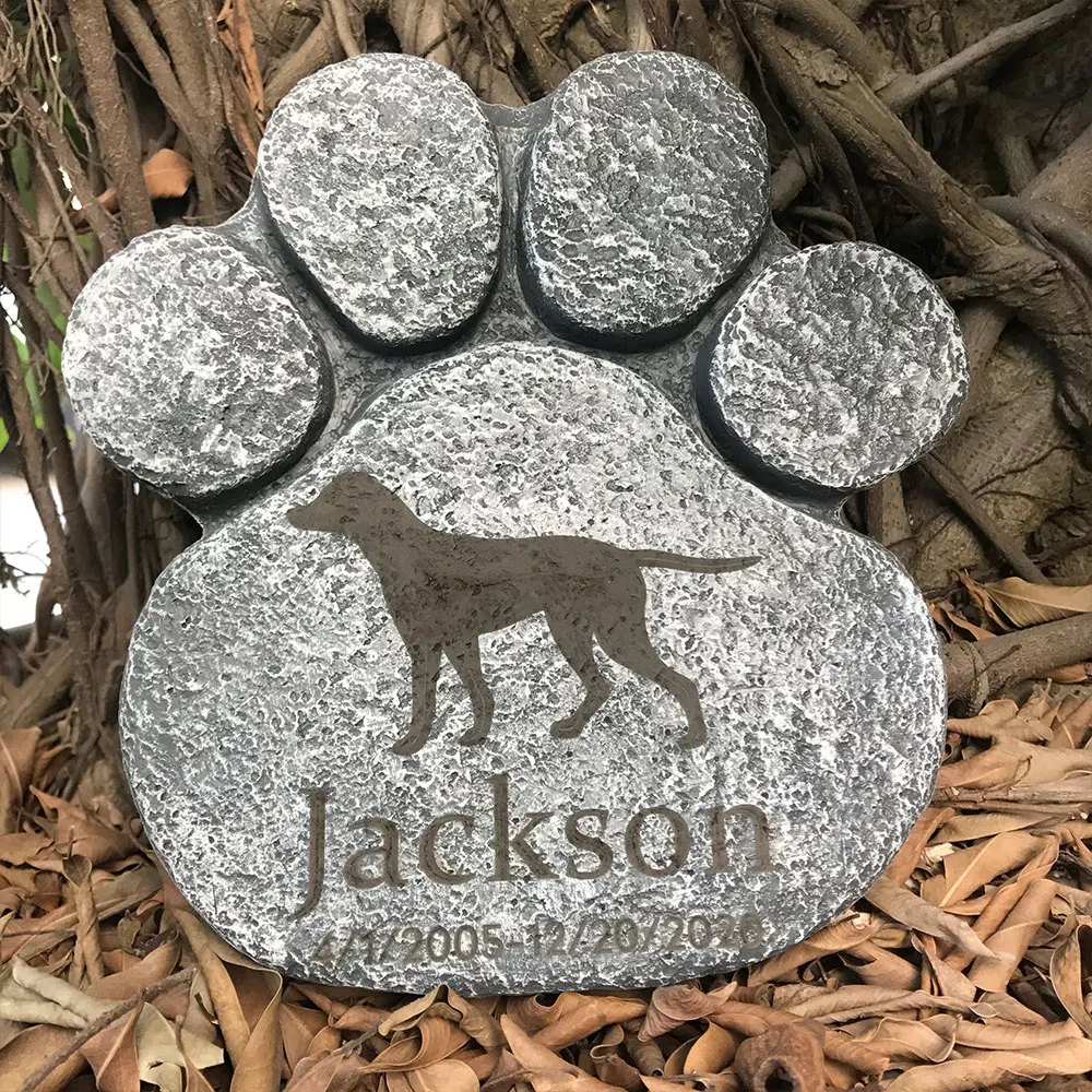 

Personalized Dog Pet Memorial Stone Big Dog Paw Shaped Dog Pet Grave Marker For Sympathy Pet Loss Gift for Dog 23-44 patterns