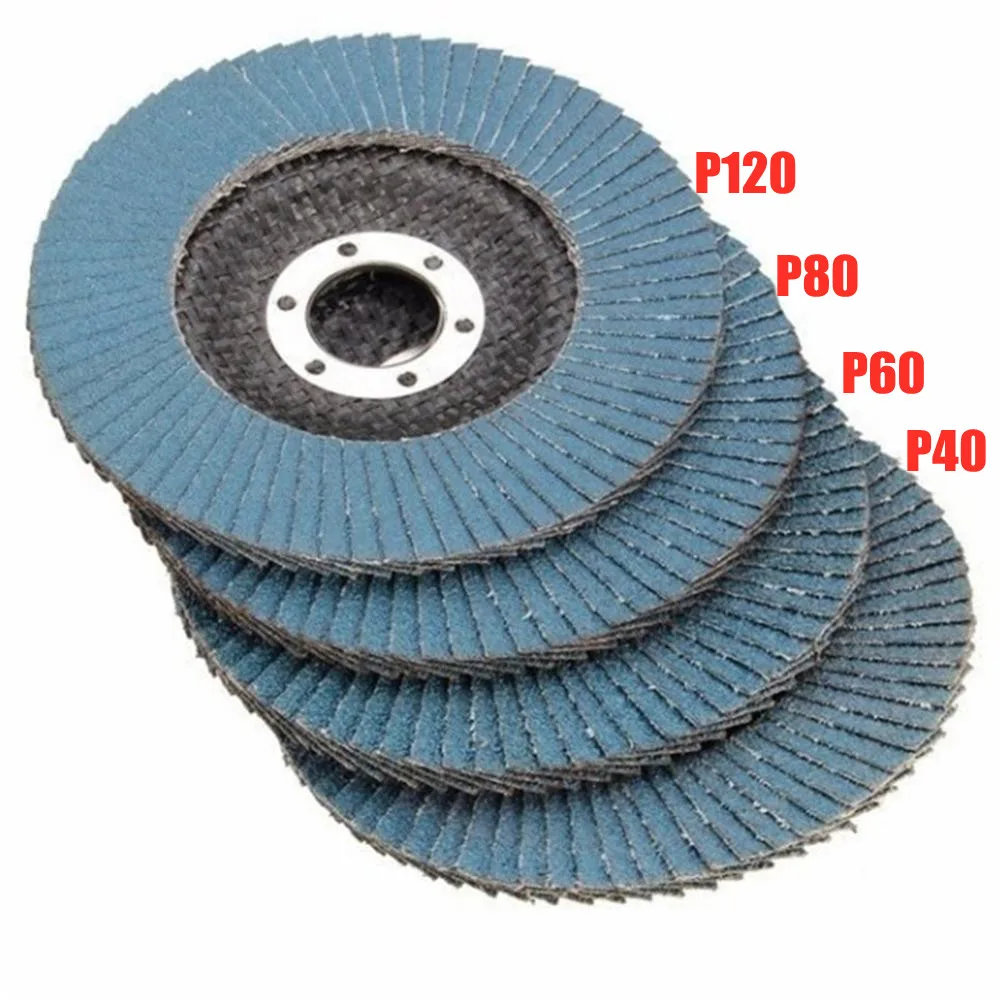 4 stücke Qualität Fächerscheibe 115/125mm Schleifscheibe Schleifpad 40/60/80/120 Grit Schleifscheiben für Winkelschleifer Metall Polieren