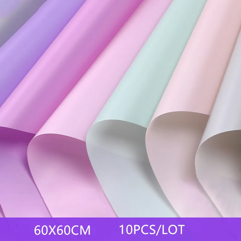 

10pcs/lot Candy Color Flower Wrapping Paper 60X60CM Waterproof Korean Style Gift Wrap Florist Bouquet Wrapping Paper