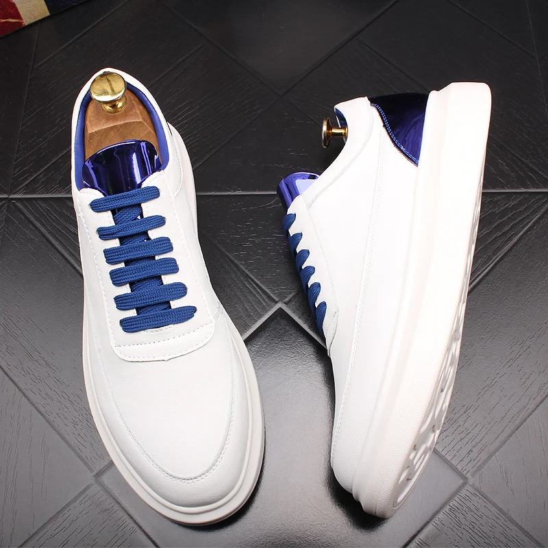 high quality men's fashion white shoes lace up platform shoe trend breathable platform footwear street style sneakers chaussure