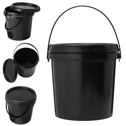 5 Litre Plastic Round Black Thick Hydroponics Bucket With Lid and Handle