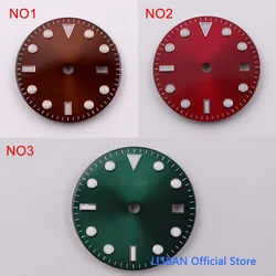 28.5mm no logo luminous date window Red Watch Dial fit ETA 2824 2836 MIYOTA 8215 821A Mingzhu DG2813 Automatic Movement