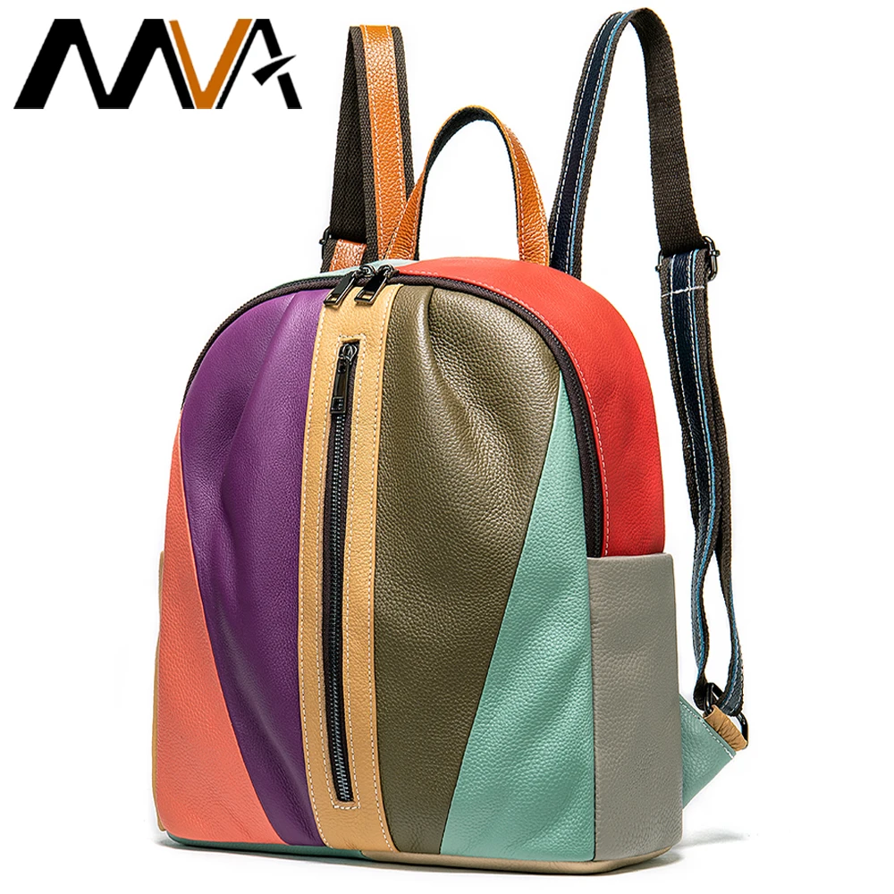 

MVA Bags For Women Backpack Ladies Traveling Genuine Leather Backpack Woman Fashion Patchwork Large Capacity Backpacks For Women