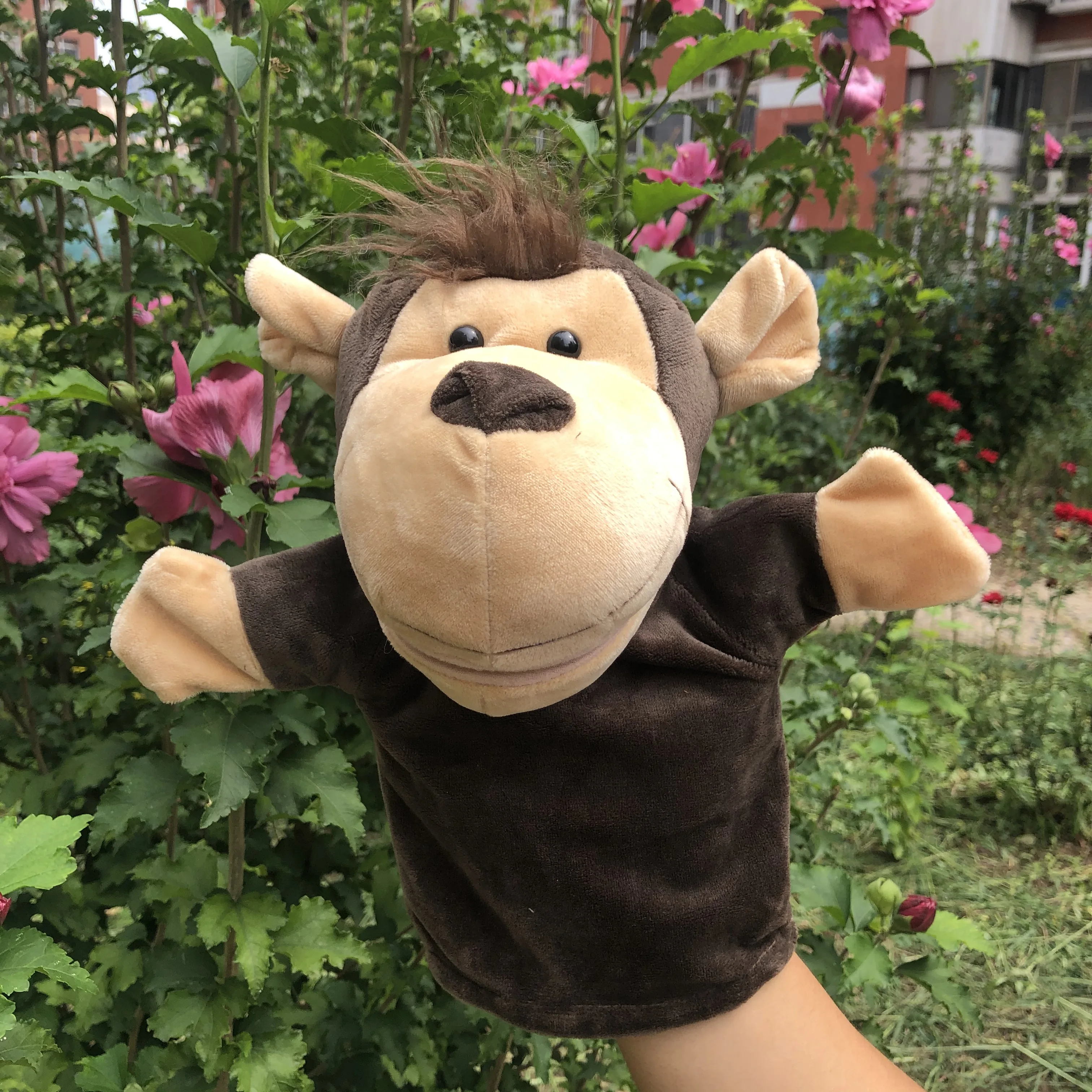 Bonito corpo cão macaco girafa animal mão fantoche brinquedo de pelúcia jardim de infância história adereços interativos pai-filho jogo luva bonecas