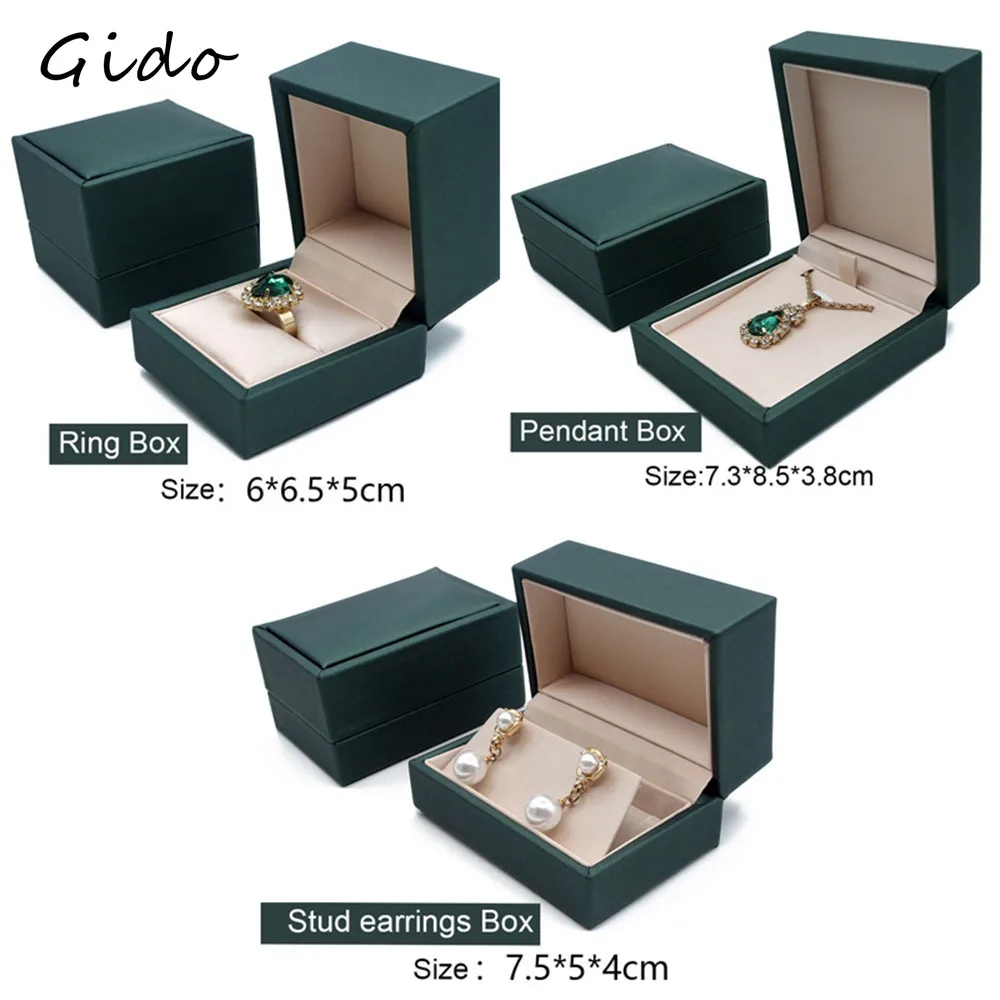 Creative PU Green Jewelry Box Necklace Box High-grade Ring Bracelet Box Packaging Box  Earring Organizer Bolsitas Para Joyas