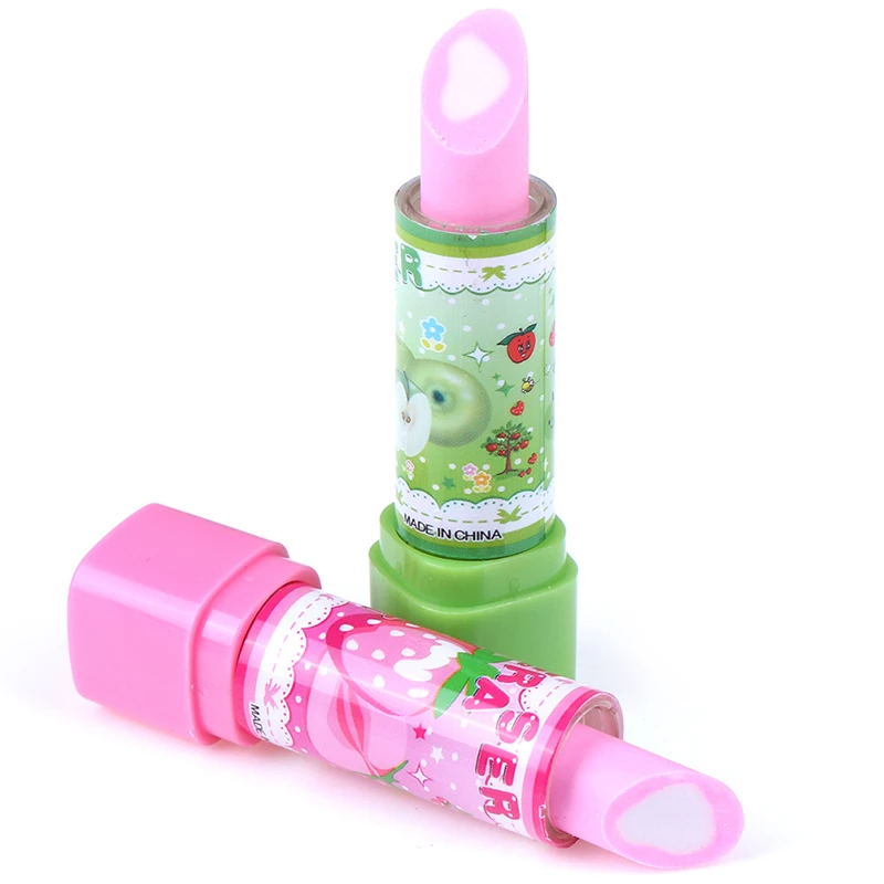 1PC Kind Lippenstift geformt Radiergummi Student Briefpapier Weihnachtsgeschenk Bleistift Radiergummis