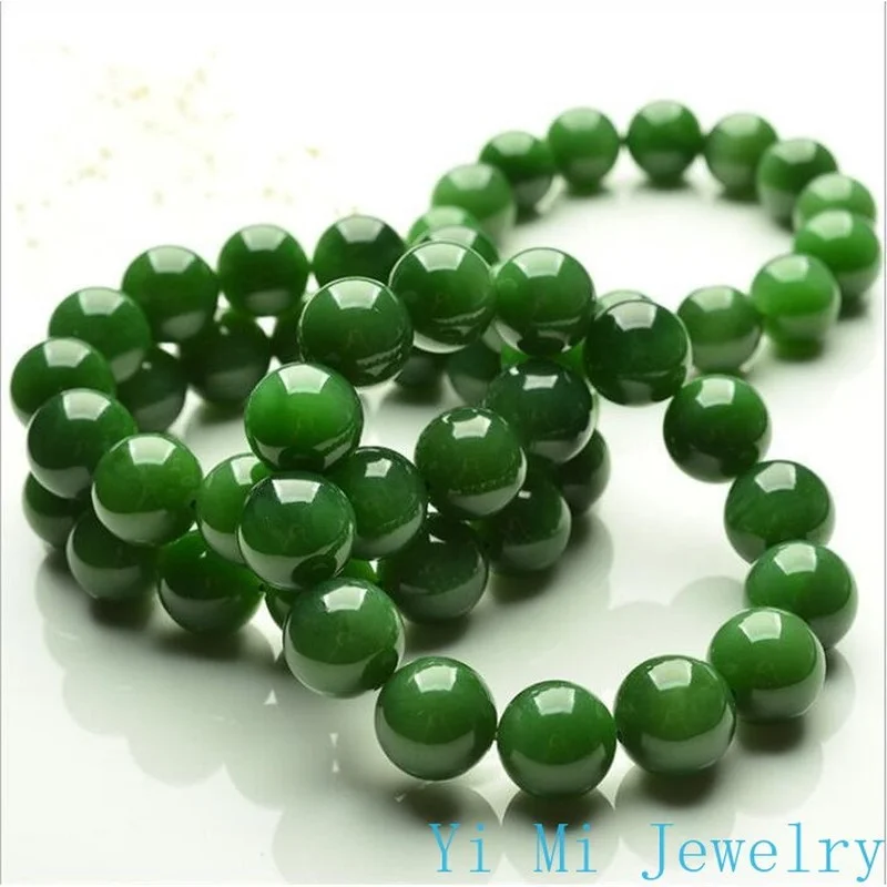 Natural Emerald Bracelet Men and Women Single Circle Round Jade Beads Jasper Bracelet Beads jade jewelry