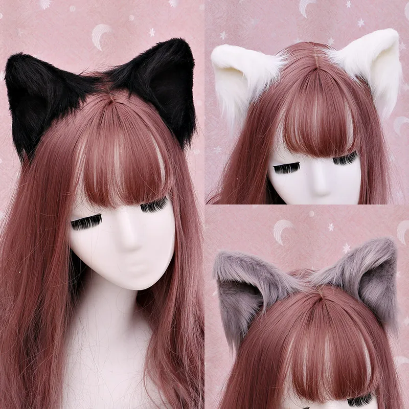 แมวสัตว์หู Hairpin Headwear Handmade จำลองสเตอริโอน่ารักตุ๊กตาสัตว์ Plush Lolita สาว KC คู่คลิปอุปกรณ์เสริม Props