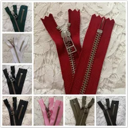 20pcs/Lot 5# 15 to 50cm YKK Metal Zipper Close End Copper Fastener Black White Red for Leather Bag Clothing  Sewing Accessories