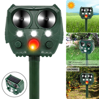 Solar Animal Repellent Ultrasonic Cat Dog Fox Bird Mole Squirrel Repeller Motion Detector with Flashing Light for Outdoors