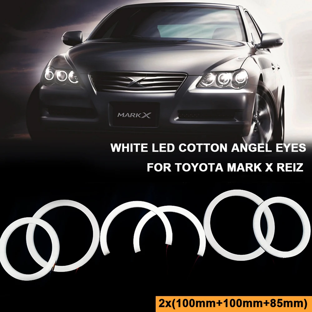 

Car Headlight LED Halo Ring Angel Eyes for Toyota Mark X REIZ 2004~2009 White Cotton Headlights DRL Kits