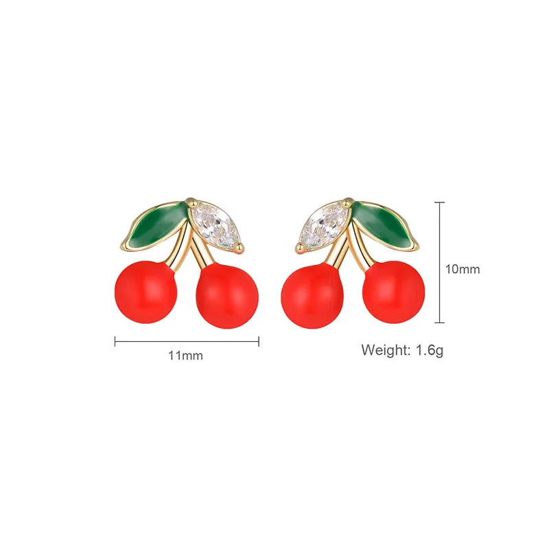 Dainty Women Cherry Stud Earrings Delicate Girls Party Fashion Jewelry Gift Cheap Stuff Under 30 Cents