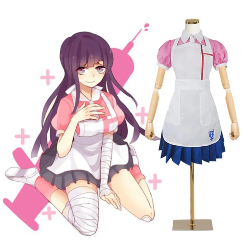 Danganronpa Mikan Tsumiki Cosplay Costume Halloween Nurse Costume Cafe Maid Uniform Girl Women Carnival Cos Sets