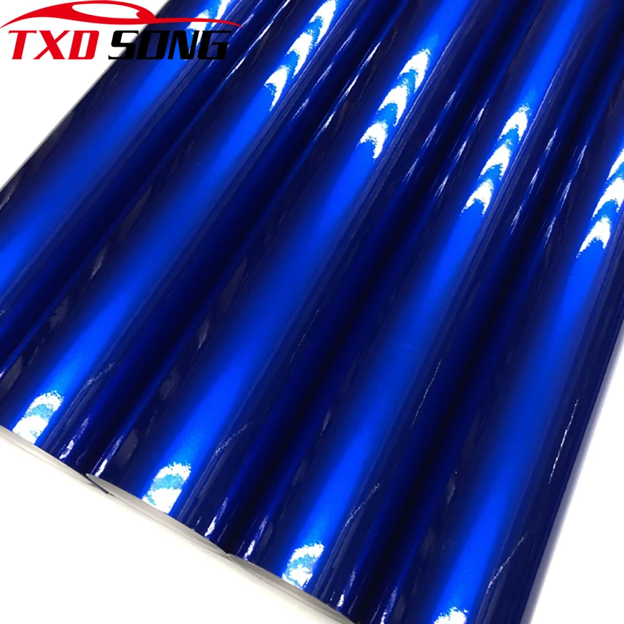 

High quality Blue Glossy Metallic Glitter Vinyl Car Sticker Vehicle Motorbike Car Wraps Glossy Candy Metallic Vinyl Film