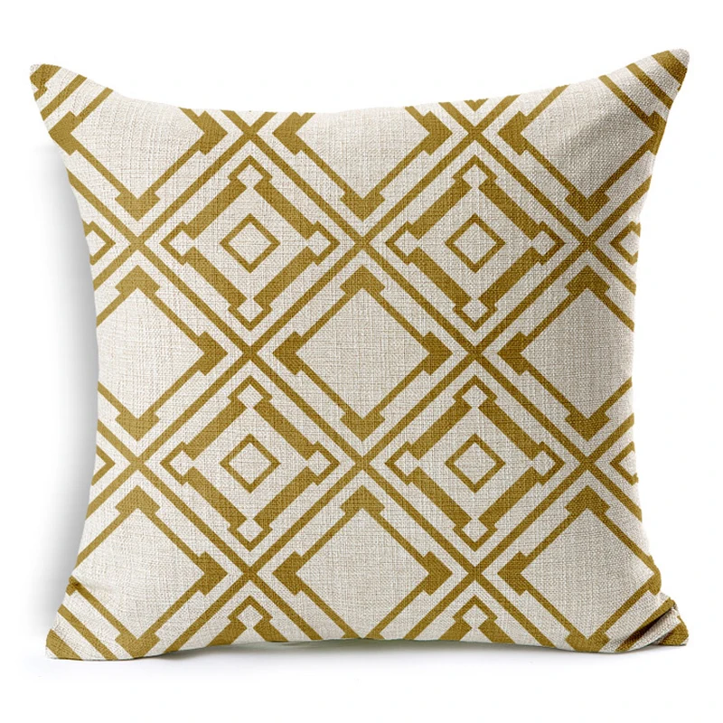 Pure Geometry Cushion Pillowcase Nordic Golden Yellow Geometric Pillows Home Chair Sofa Decorative Cushion Customized