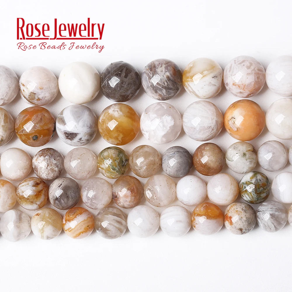 Natural Stone Bamboo Leaf Carnelian Agates Round Loose Beads 15\