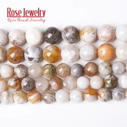 Natural Stone Bamboo Leaf Carnelian Agates Round Loose Beads 15