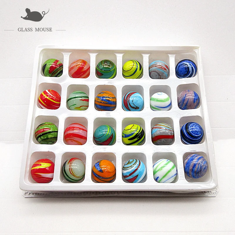 

16mm Handmade Murano Glass Balls 24Pcs Colorful Creative Art Collection Marbles Puzzle Nuggets Game Toys For Children Kids Boy