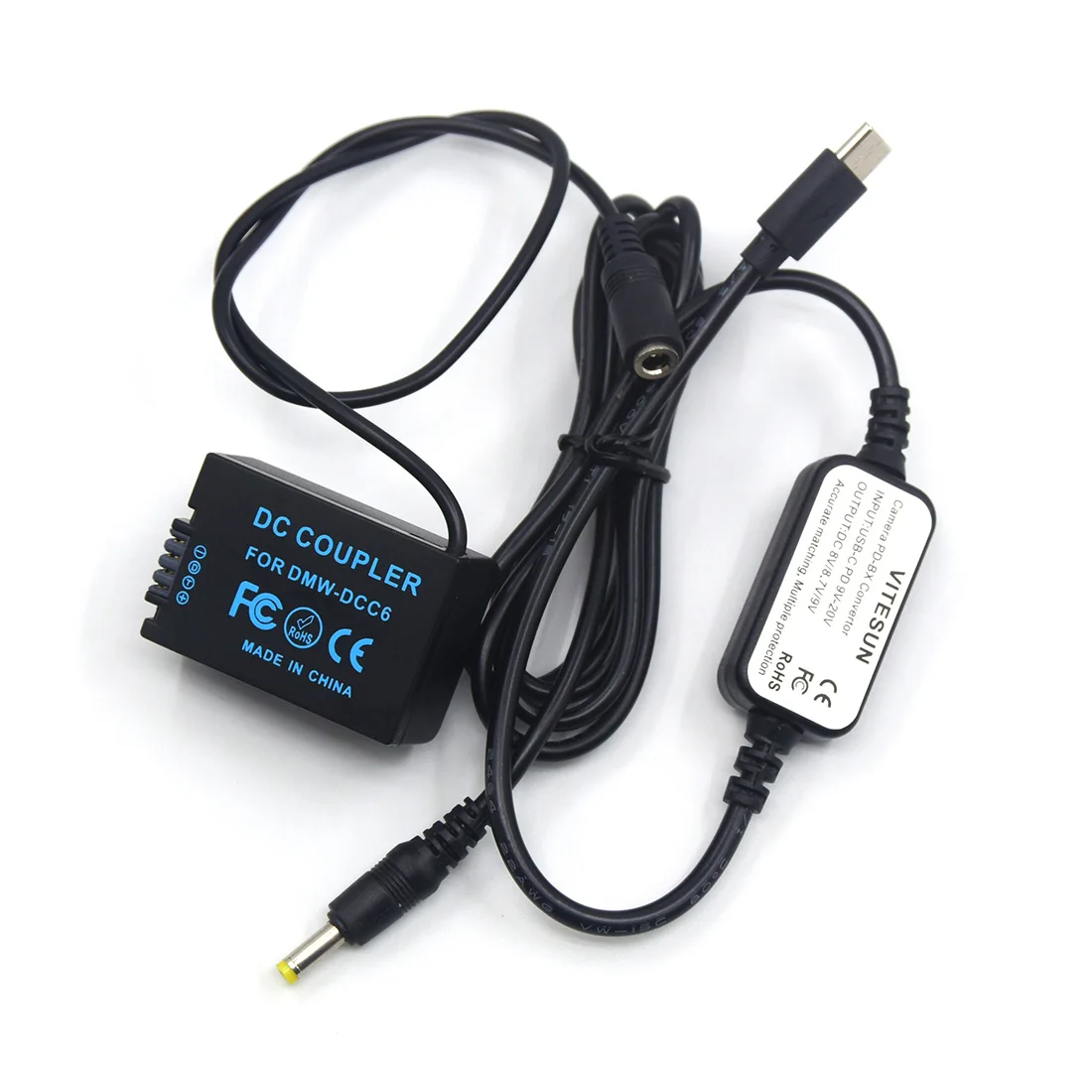PD USB Type C Power Cable+DMW-BMB9EBMB9 Dummy Battery DCC6 DC Coupler For Lumix DMC-FZ40K FZ45K FZ47K FZ48K FZ62 FZ72 FZ80 FZ85
