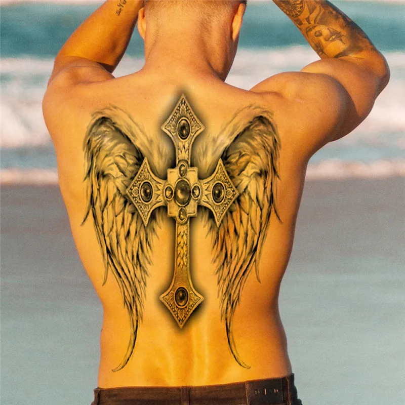 Wasserdichte, große, vollflächige Brust-Tattoos, große Tattoo-Aufkleber, Fisch, Wolf, Tiger, Drache, temporäre Flash-Tattoos, cool für Männer und Frauen – Detail 8