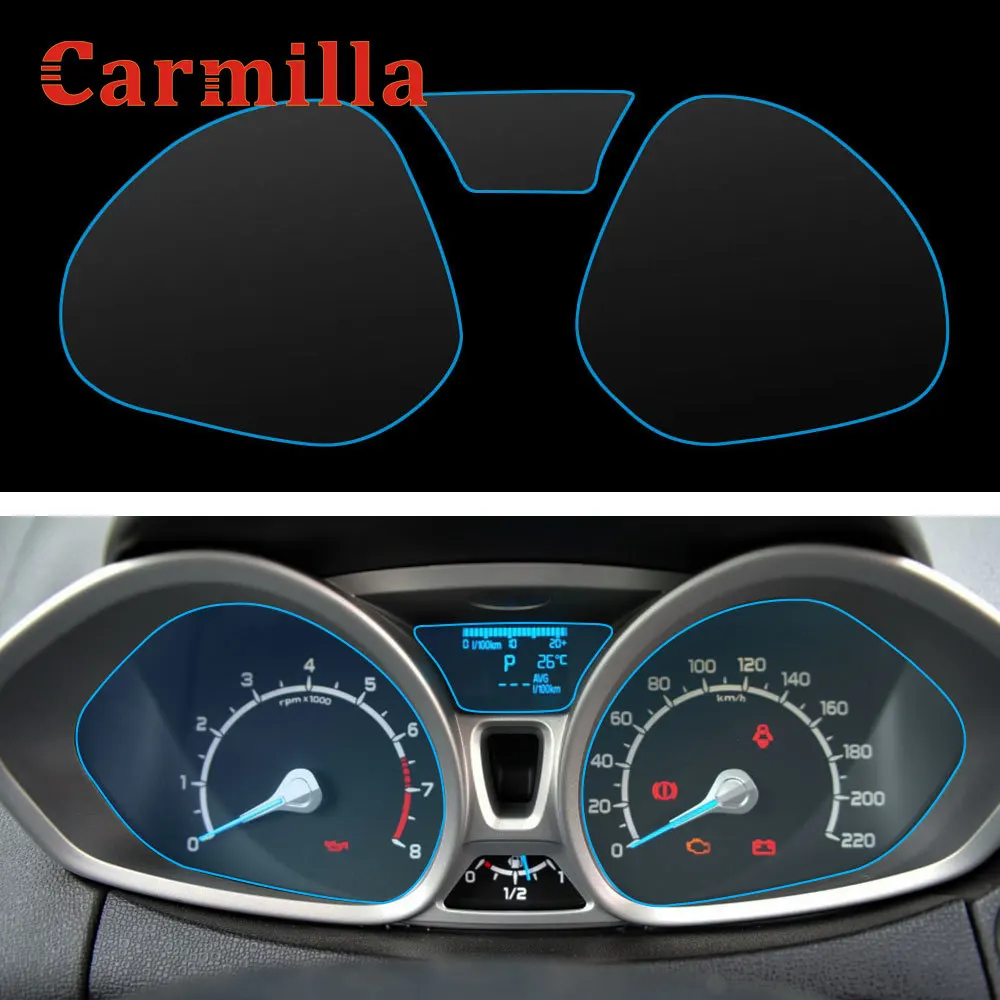 For Fiesta Mk7 2009 - 2014 Interior Car Instrument Panel Screen Protector Car Dashboard Membrane Protective TPU Film Accessories