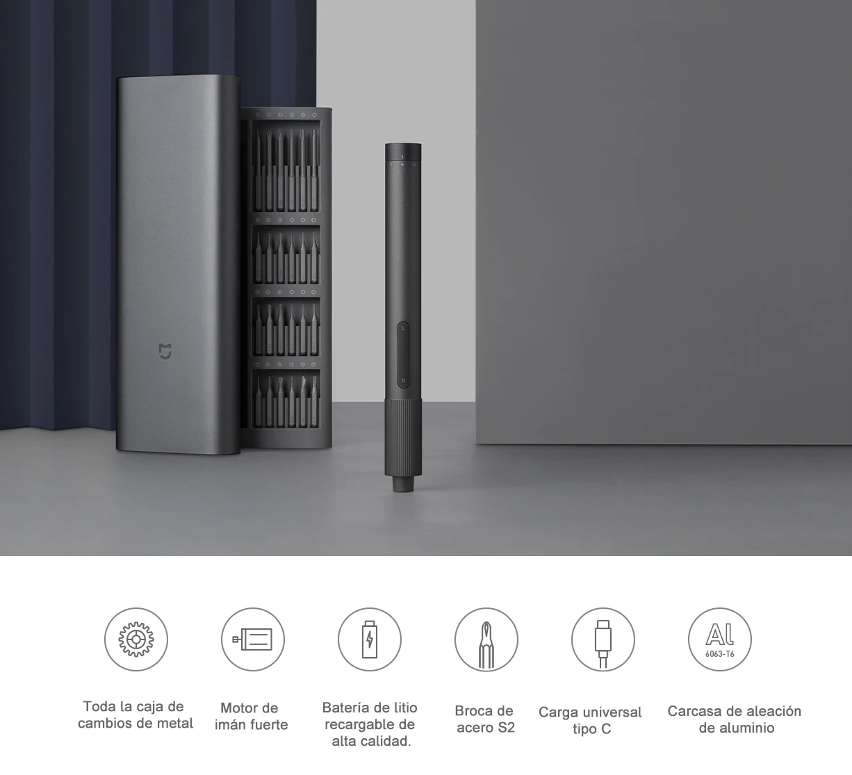 Xiaomi Mijia Elektrischer Präzisions-Schraubendreher, magnetisches Schraubendreher-Set, 2 Gänge Drehmoment, 400+ Schraube S2 Stahl Präzisionsbit – Detail 2