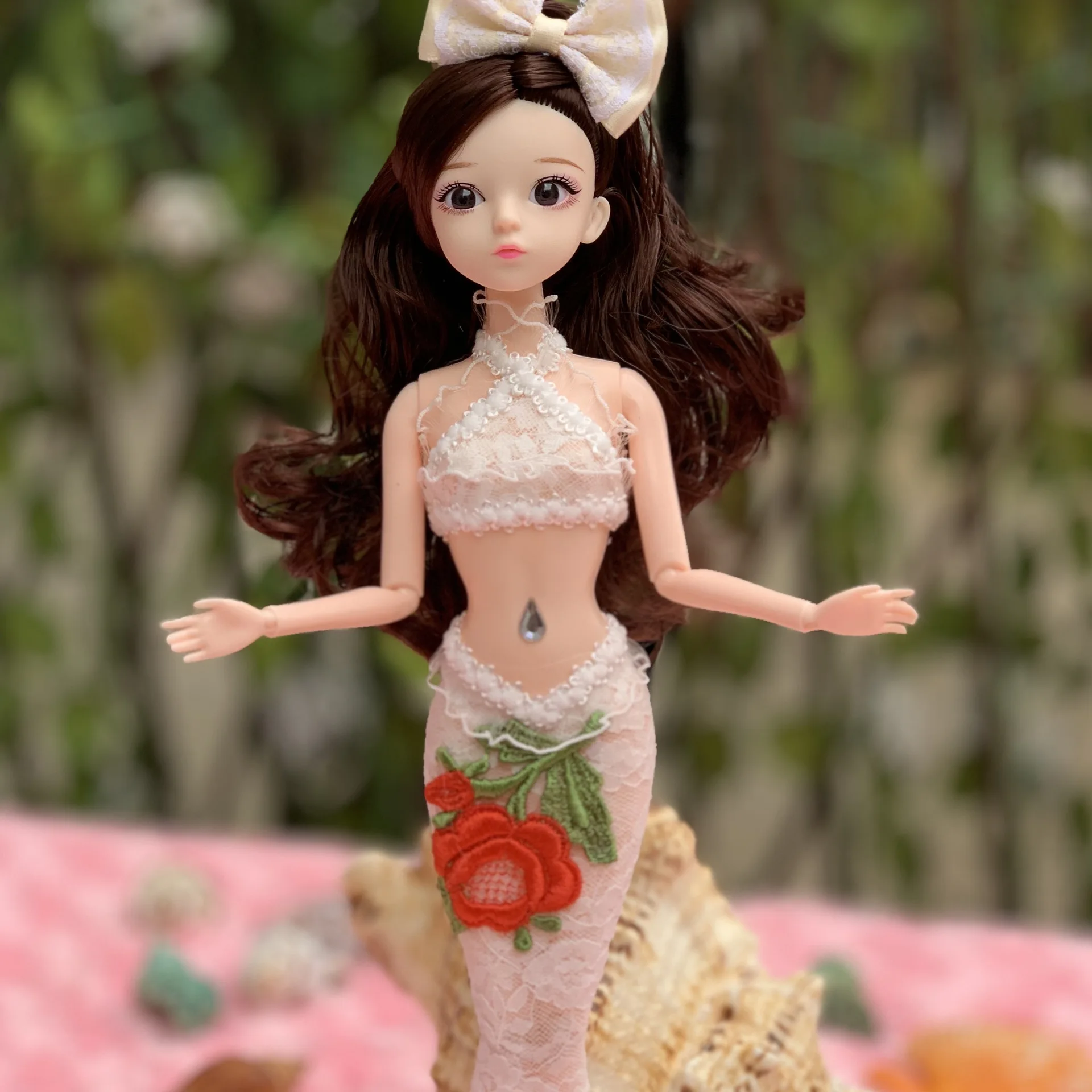 45cm Mermaid Bjd Dolls Toys For Girl 13 Movable Joints Fashion Lace Mermaid Bjd Dolls New Fish Tail DIY Dress Up Children's Toys