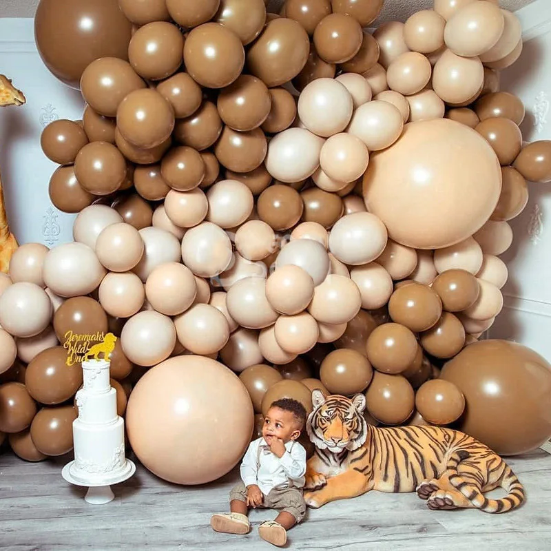 10Pcs Coffee Brown Latex Balloons 10inch Retro Avocado Green Skin Color Ballons for Baby Shower Birthday Party Globos Supplies