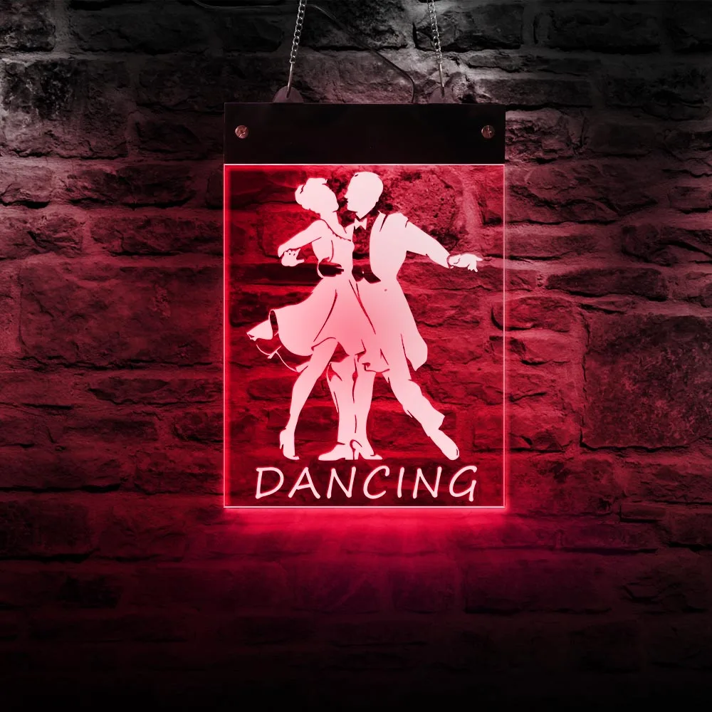 Dancing Partner Multi-color Changeable LED Neon Sign Waltz Pas De Deux Acrylic Luminous Light Board Dance Studio Wall Art Decor