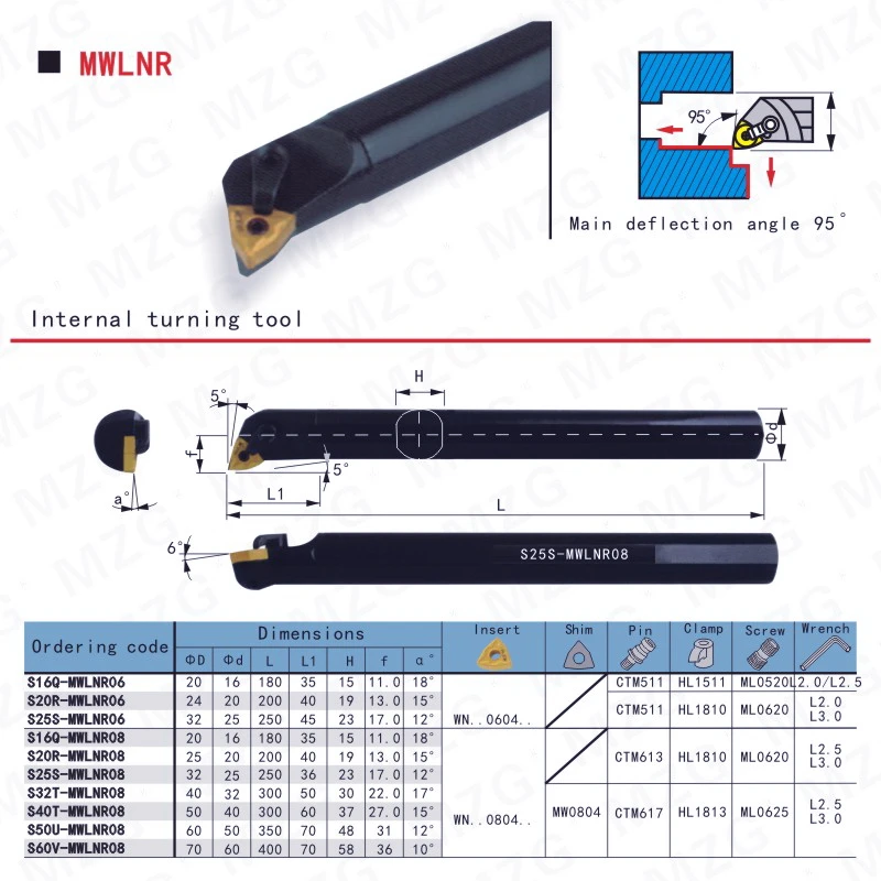 MOSASK MWLNR Boring Tool Holder 20 25 16 MM Internal Cutter CNC Lathe Metal Machining WNMG Insert Inner Hole Turning ToolHolder