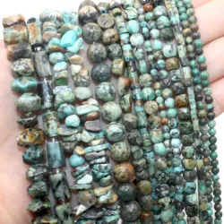 Natural Stone Africa Turquoises Round Cylinder Rondelle Spacer Beads For Jewelry Making DIY Bracelet Earrings Accessories