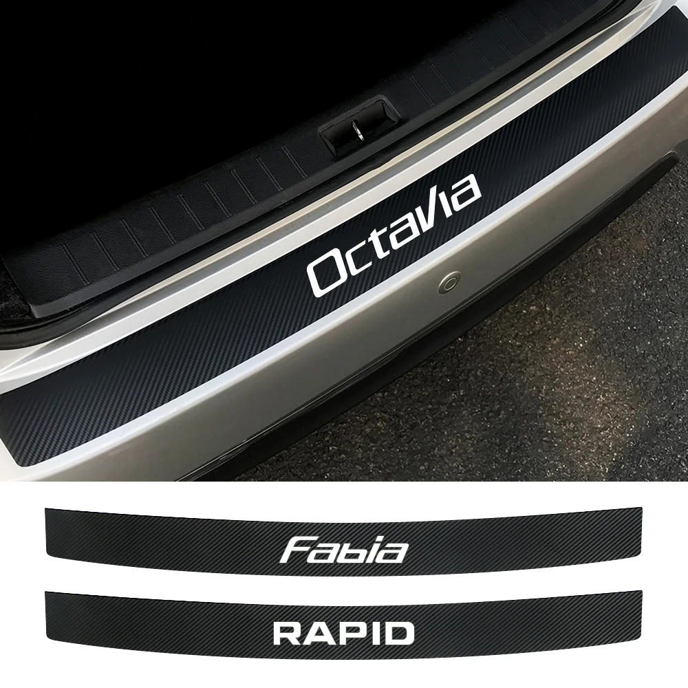 For Skoda Octavia Fabia Rapid Superb Kodiaq Scala Karoq Citigo Kamiq Car Rear Bumper Trunk Guard Stickers Protective Accessories