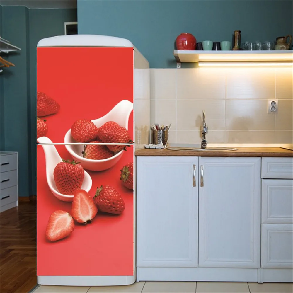 Ice Cream Ball Painted Fridge Wrap Kitchen Restaurant Refrigerator Door Sticker Drinks Wall Mural Home Decor Vinyl Freezer Decal