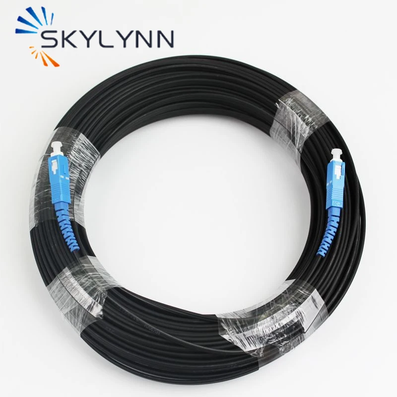 50/100 Meter Single Mode Single Core G652D OS2 Fiber Optic Drop Cable Patch Cord LSZH For FTTH With Steel Wire Strength Member