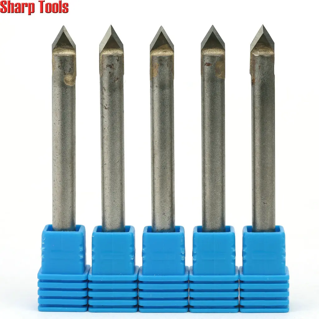 10pc 6MM 60 Degree Solid Carbide Cutters CNC V Router Bit Carving Milling Tools for Stone Marble 3D Engraver Cutter End Mill Set