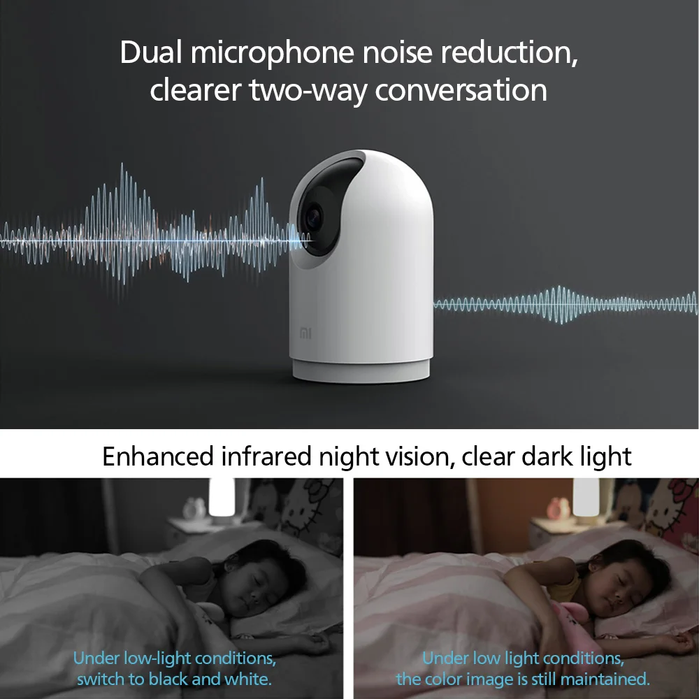 Оригинальная умная угловая камера Xiaomi Mijia 360 PTZ 3 Pro, шлюз и двухчастотная Wi-Fi IP-веб-камера 2,4/5 ГГц, монитор безопасности для детей