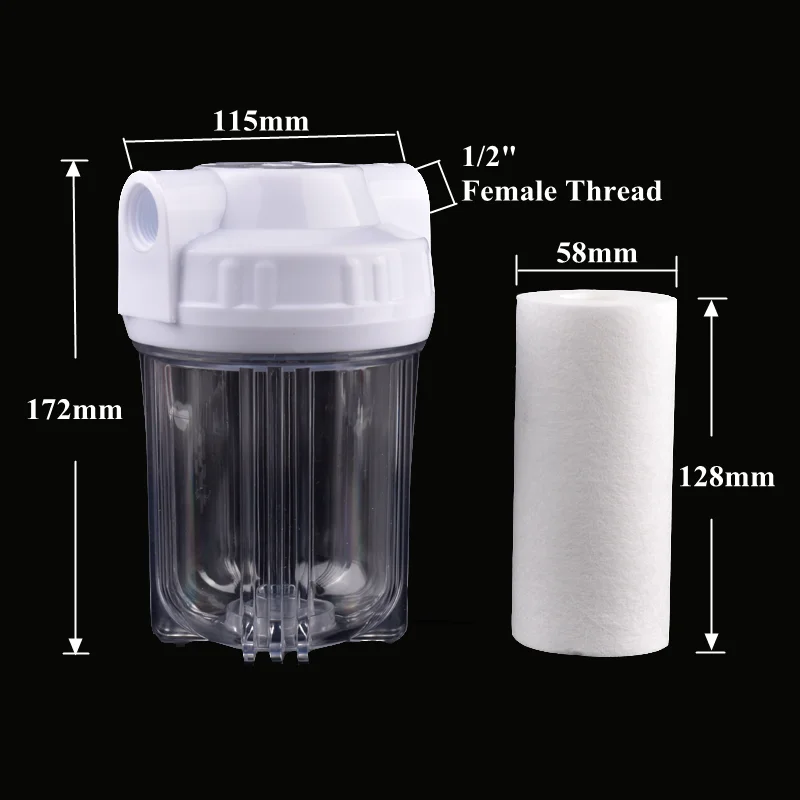 1/2 Inch Pre-Filter PP Cotton Transparent Water Purifier Filter Kitchen Faucets Water Heater Tap Water Purification Strainer