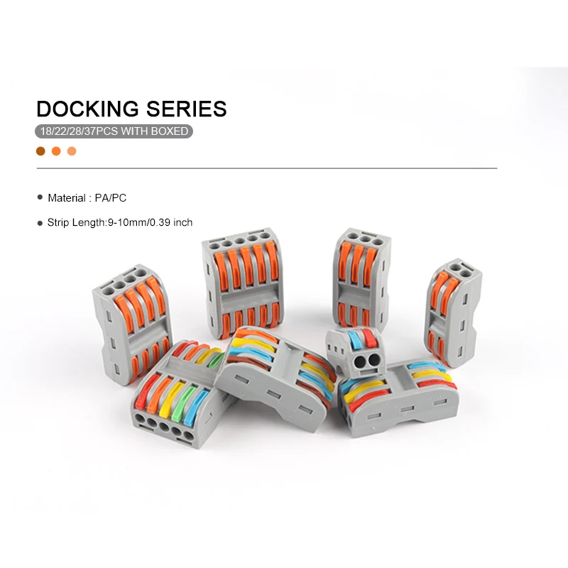 Boxed Quick Butt Wire Connectors Push-In 2/3/4/5 Pin Conductor Terminal Home Led Light Electric Cable SplicingWiring Connector