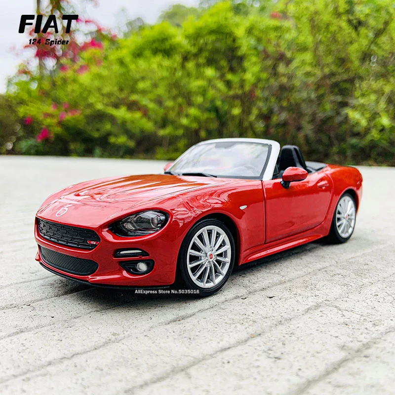 Bburago 1:24 Brand New  Metal FIAT 124 Spider Red Alloy Diecast Model Car Alloy Toys For Children Gifts Toys