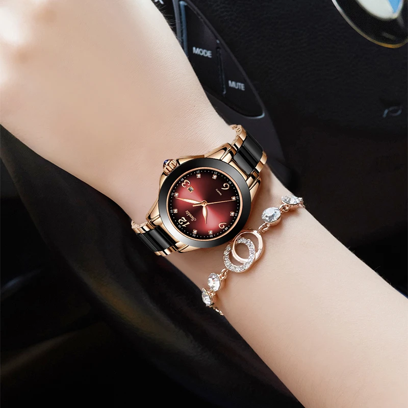 Montre Relogio LIGE Brand SUNKTA Fashion Watch Women Luxury Ceramic And Alloy Bracelet Analog Women Wrist watch Relogio Feminino