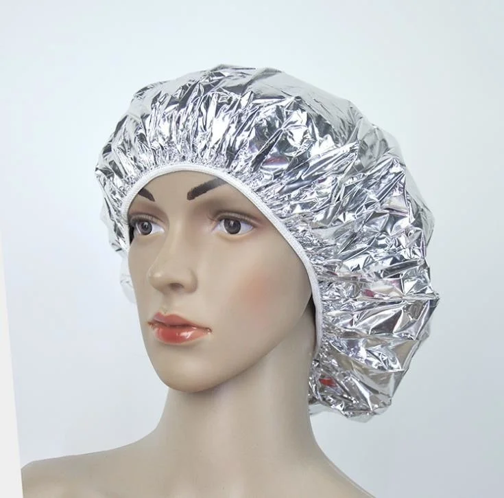 

Aluminum Foil Waterproof Ultra-thin Bath Hoods Nourishing Dry Disposable Shower Cap Baking Oil Hair Cap 2styles