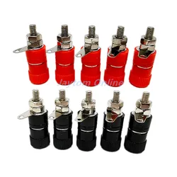 5pcs JS-910B 4mm Banana Socket Nickel Plated Binding Post Nut Banana Plug Jack Connector JS919 Red Black