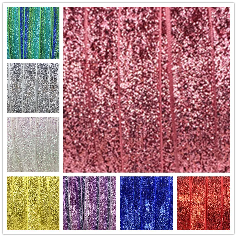 5 yards 6-25mm Glitter Ribbon Wedding Party Decoration Handmade  Gift Wrapping Hair Bowknot DIY Christmas  #RoLi